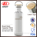 DS789 Mirror brushed Single-layer custom logo stainless steel sport bottle with bamboo lid
